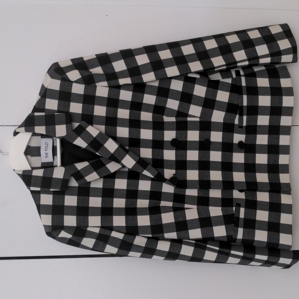 Fold London- Astwood Jacket Black And Ivory Fine Wool Check UK 16/ US 12 Size